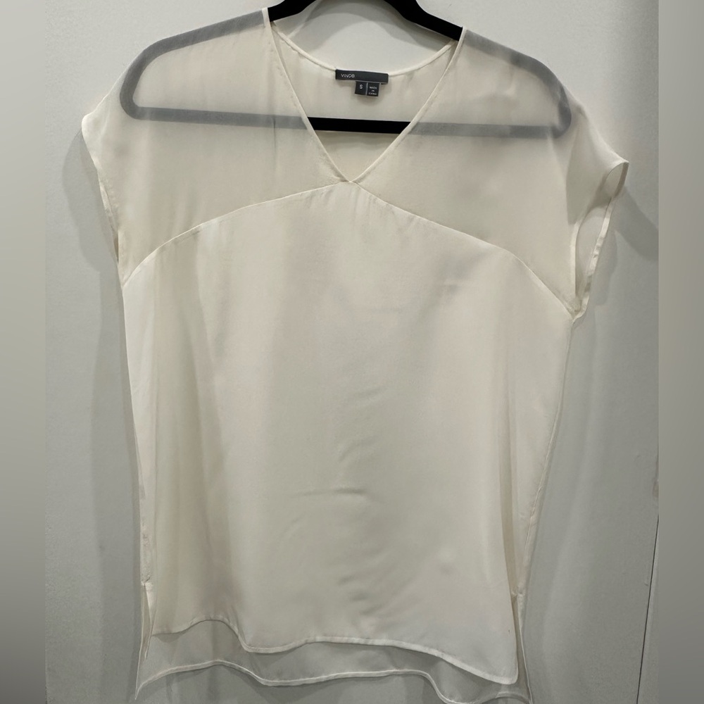 Vince Cream V-Neck Blouse